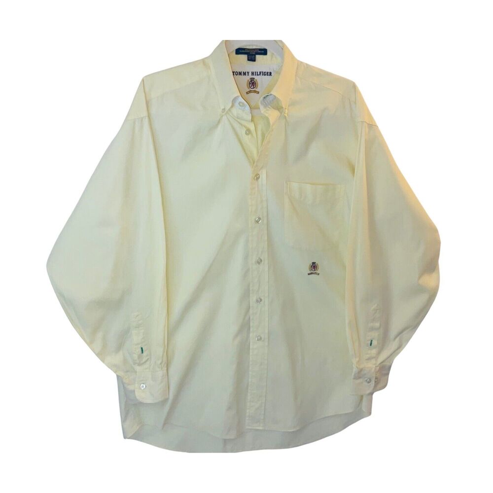 Tommy Hilfiger Mens Preppy Medium Shirt Long Sleeve Button Retro Casual College